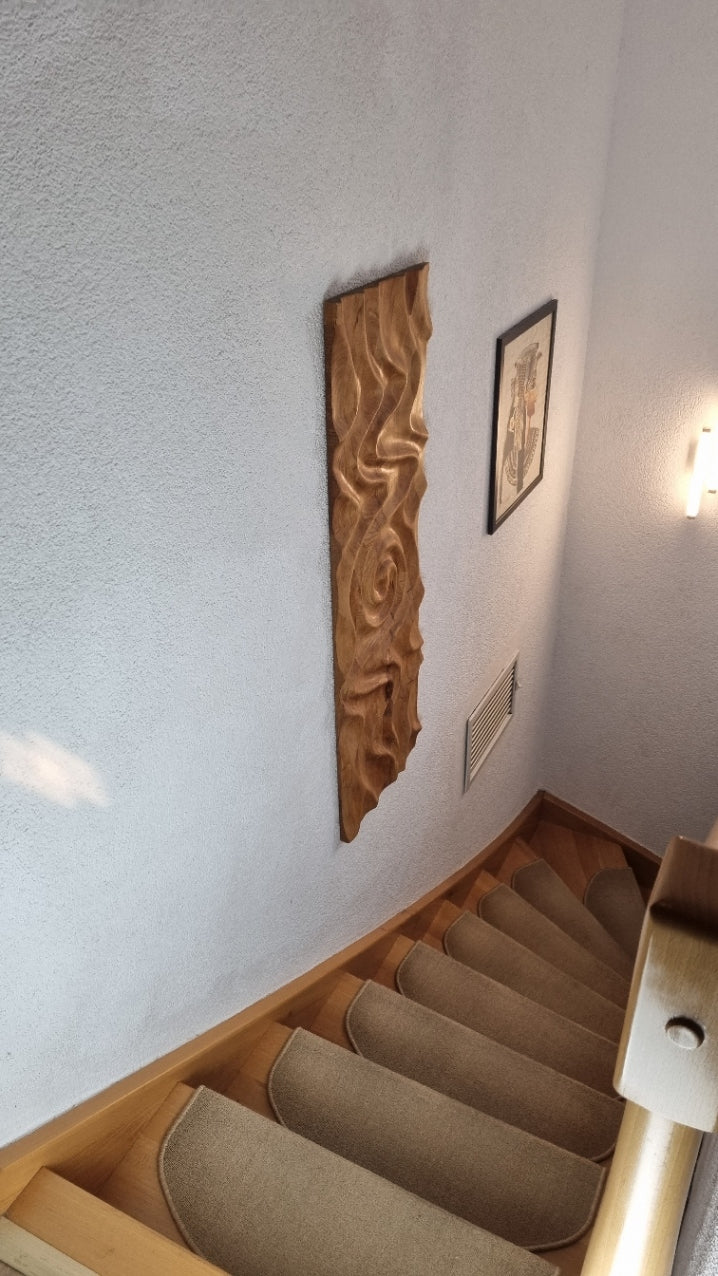 Wellen. Handgefertigte Wandpanorama aus Holz. Buche massiv. 1200 x 400 x 40. Holzskulptur, Skulpturen aus Holz, Wohnzimmer Dekor aus Holz