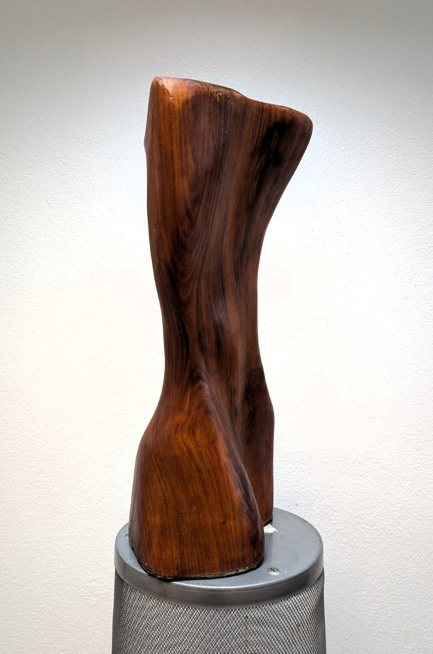 Female body. Optical illusion. Shapeshifter. An abstract figure made of American walnut. Living room decor. Wooden decoration. Wood art.