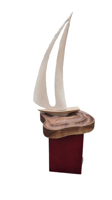 Segelboot Holzskulptur. abstract  wood art . abstract wood sculpture, hand carved wood figure