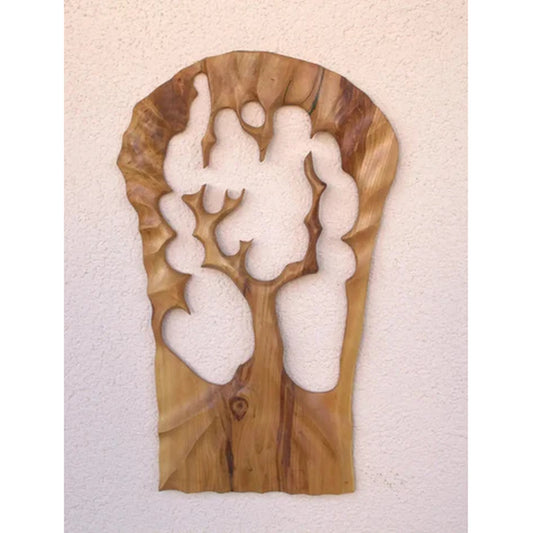 Baum. Help. Wandskulptur Kirschbaum 80x40cm. Abstrakte Wandkunst  Massivholz