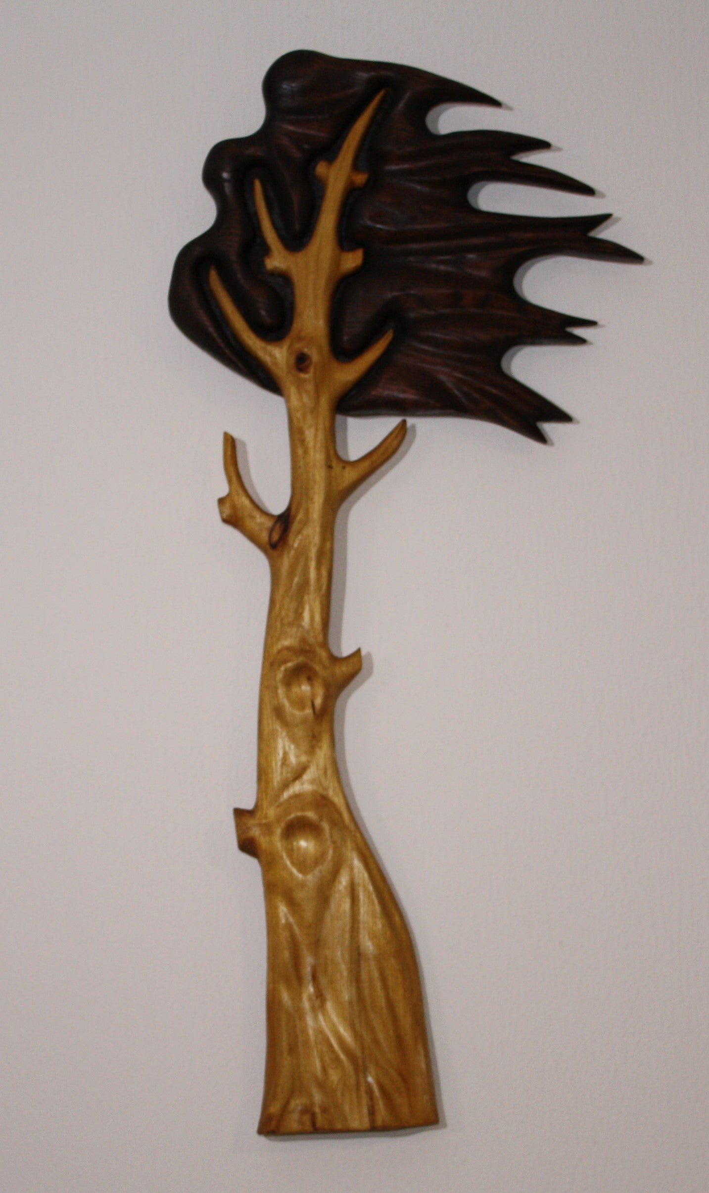 Wandkunst Baum im Wind | Akazie Kirschbaum Massiv | Bewegte Holzskulptur | Wohnzimmer Deko | Natur Kunst Geschenk