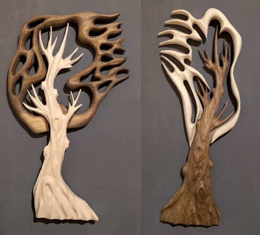 Abstrakte Baumskulpturen aus Holz handgefertigt von Alexander Stepanow – Wohnzimmer Deko