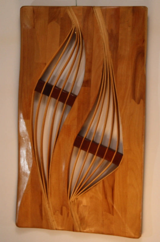 Blätter. Abstrakte Wandskulptur aus Buche, handgefertigt 