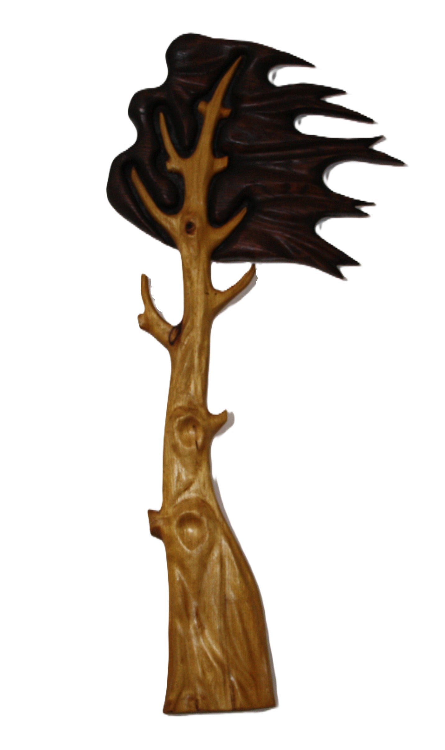 Wandkunst Baum im Wind | Akazie Kirschbaum Massiv | Bewegte Holzskulptur | Wohnzimmer Deko | Natur Kunst Geschenk