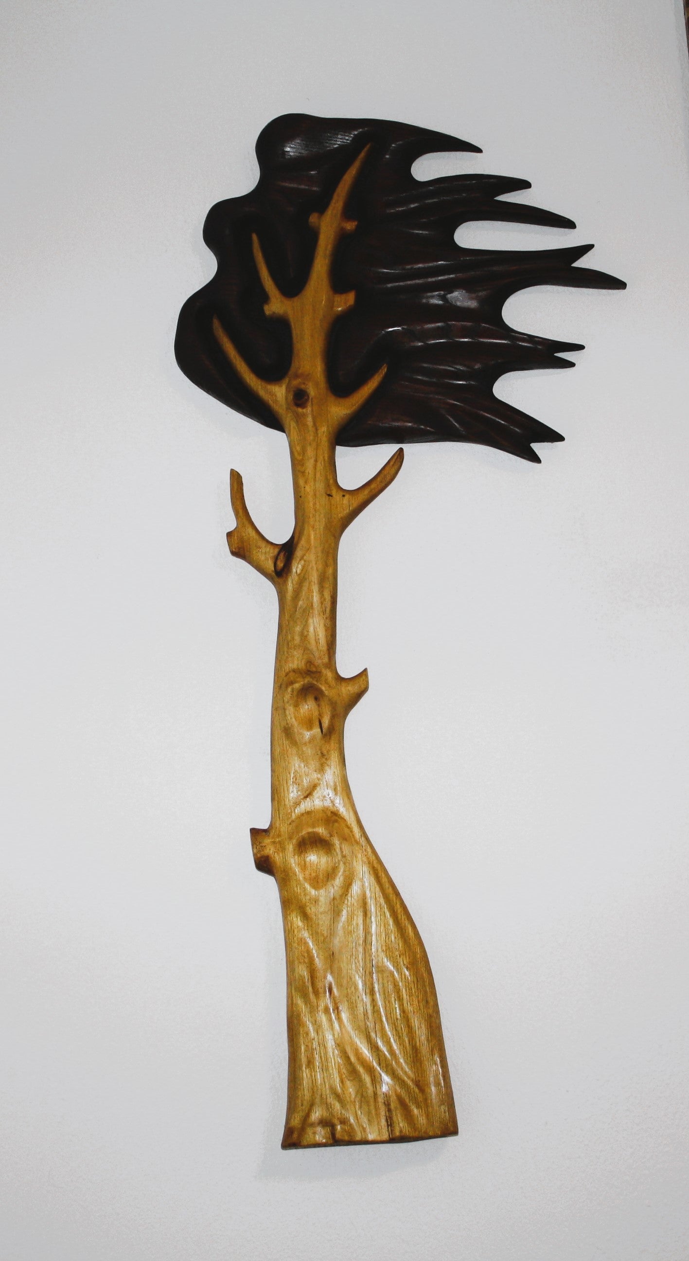 Wandkunst Baum im Wind | Akazie Kirschbaum Massiv | Bewegte Holzskulptur | Wohnzimmer Deko | Natur Kunst Geschenk