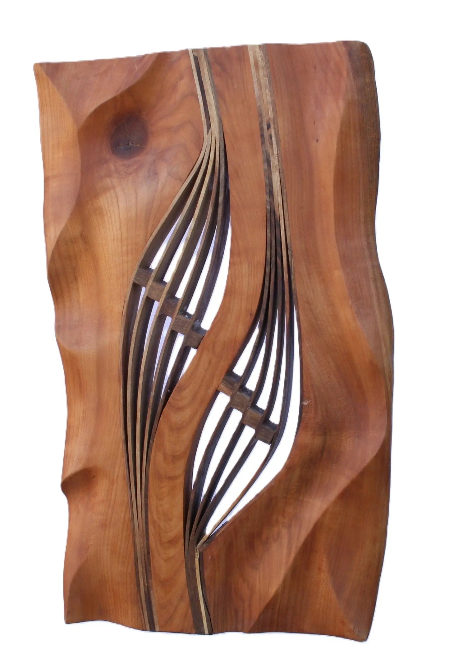 Wandskulptur Harfe Kirschbaum 60cm abstrakte Wandkunst handgefertigt