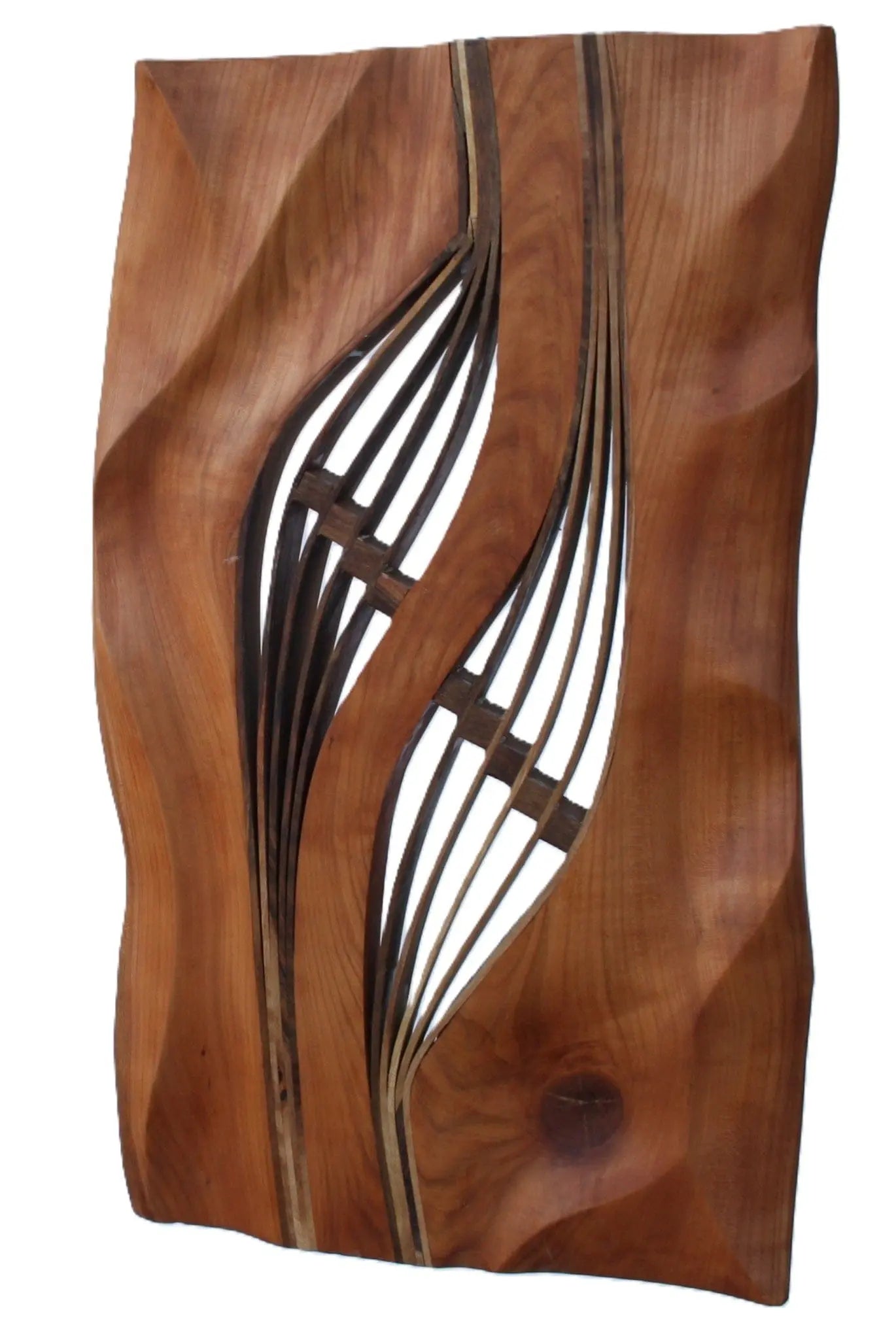 Wanddekoration Harfe Kirschbaum abstrakt modern handgeschnitzt