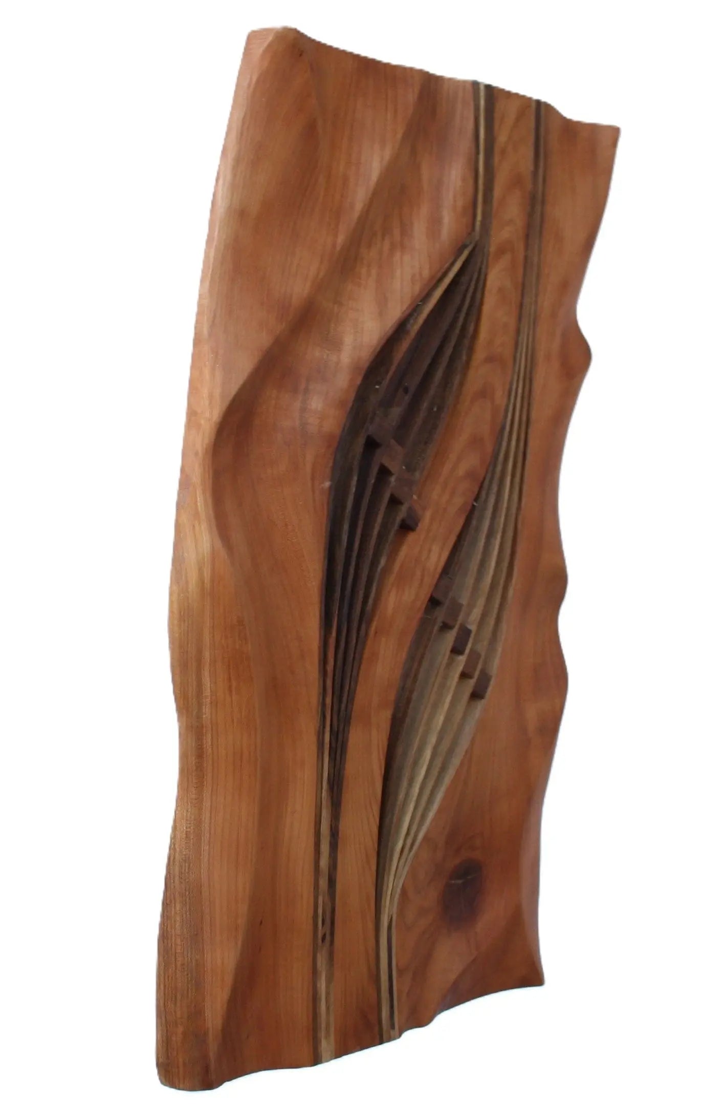 Wanddekoration Harfe Kirschbaum abstrakt modern handgeschnitzt