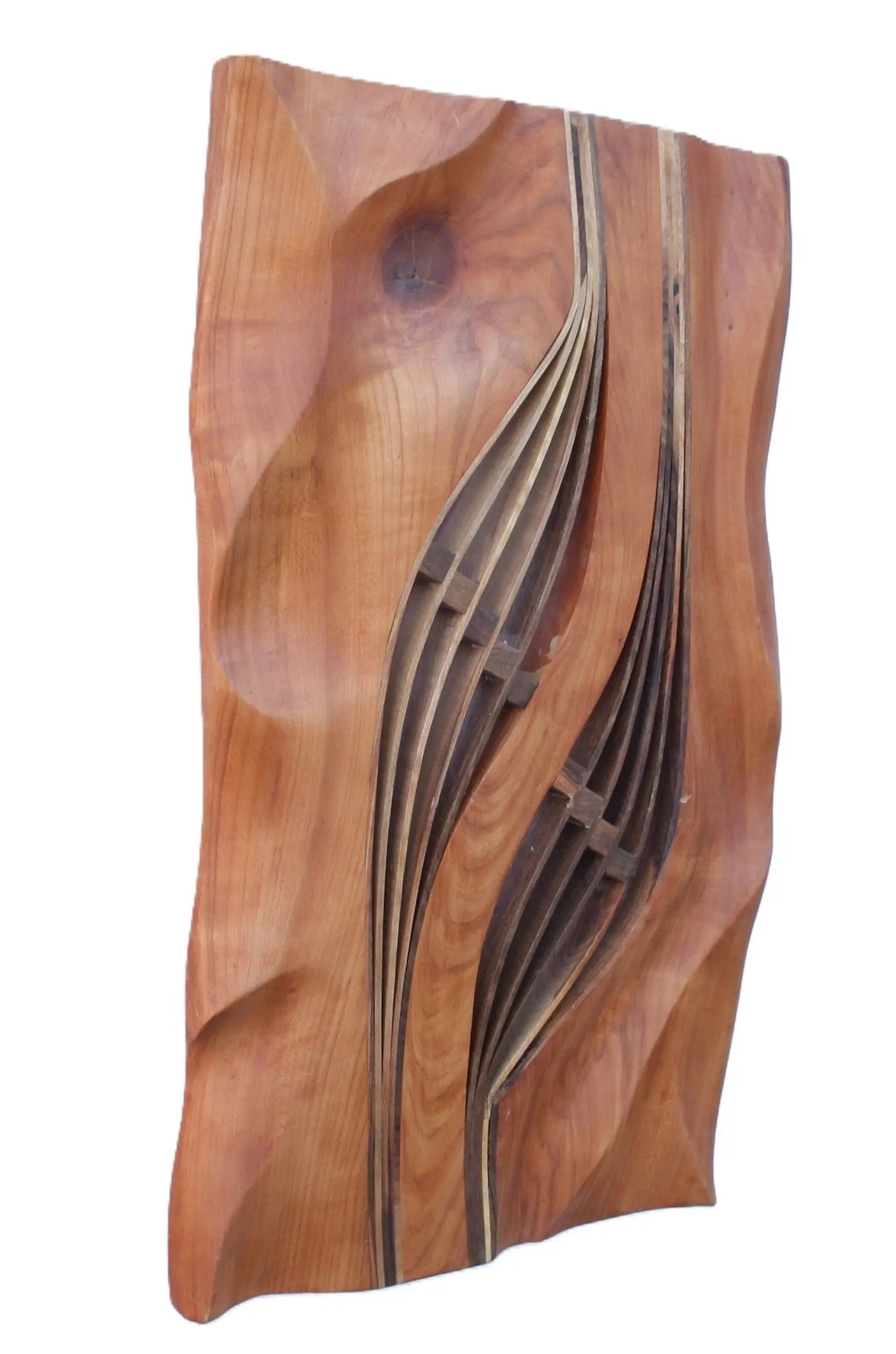 Wanddekoration Harfe Kirschbaum abstrakt modern handgeschnitzt