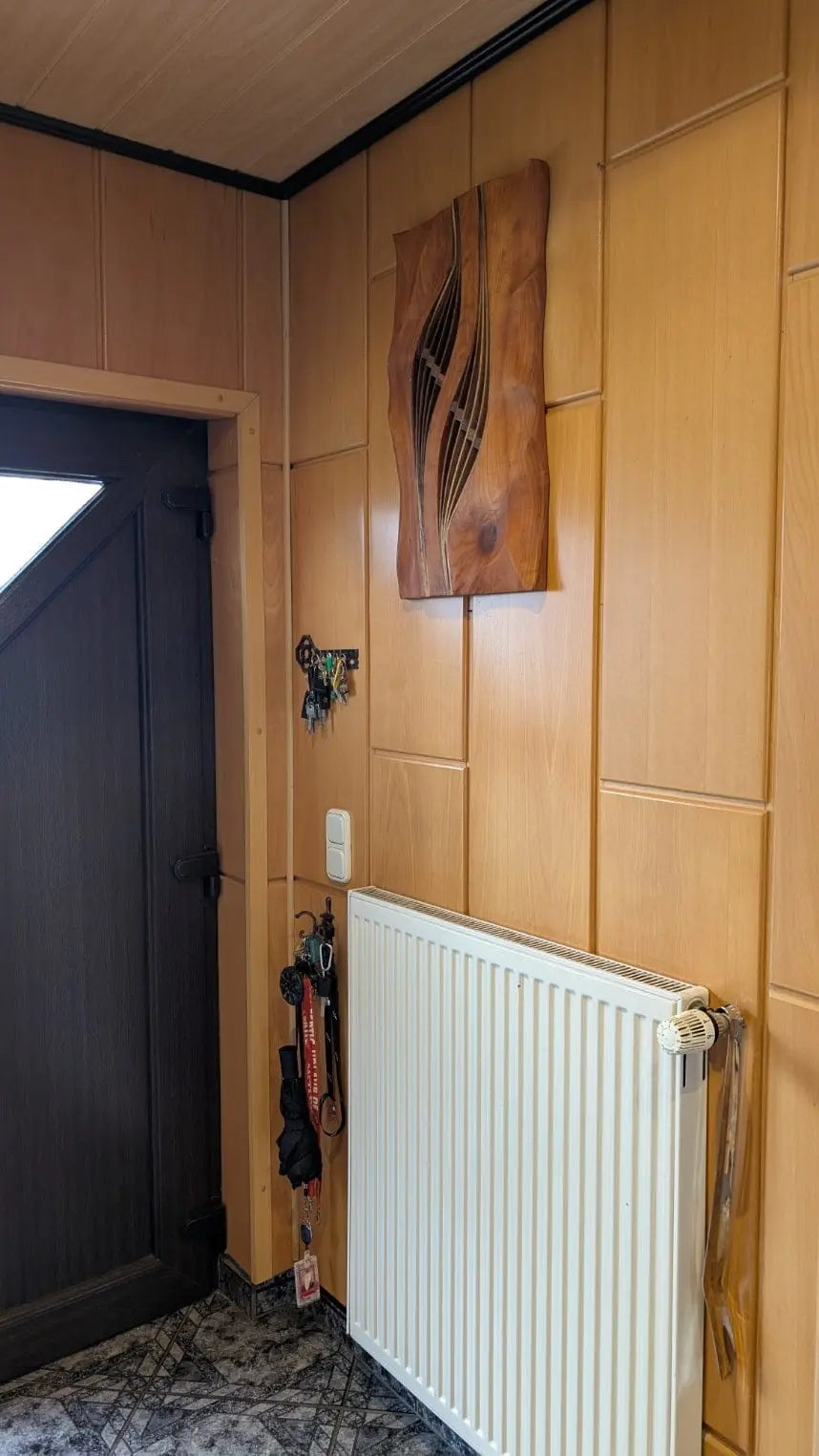 Wanddekoration Harfe Kirschbaum abstrakt modern handgeschnitzt