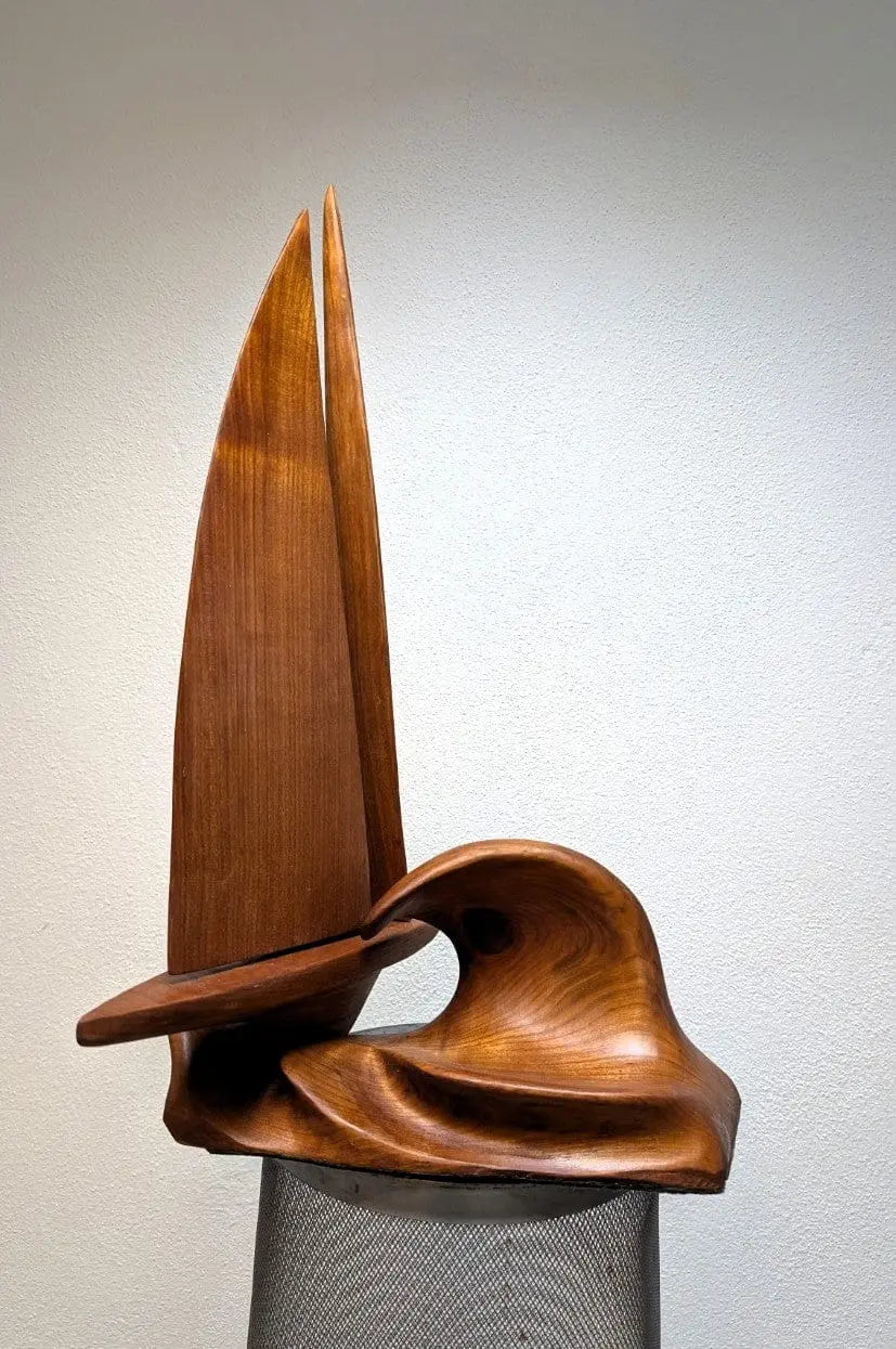 Segelboot Holzskulptur maritime Wanddeko verschiedene Hölzer abstrakt handgefertigt