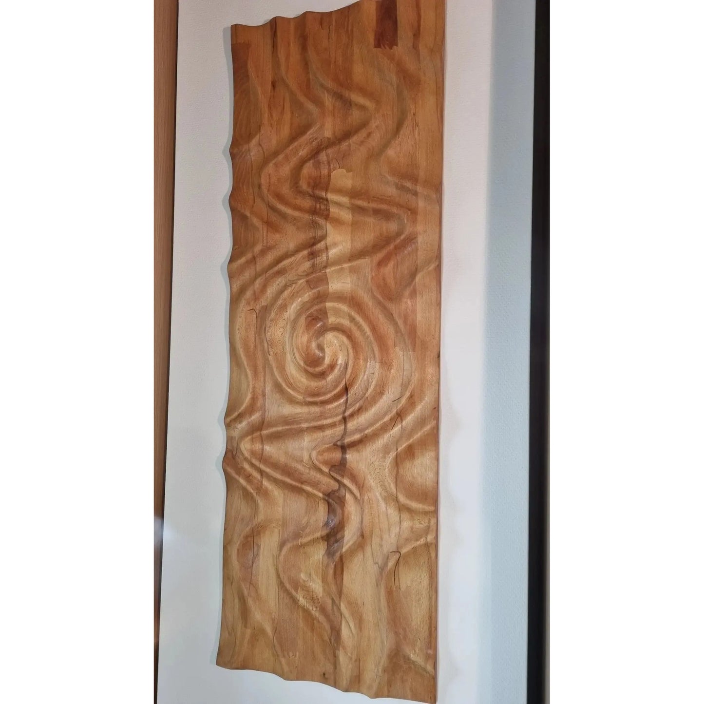 Wandpanorama Holz Buche 120cm. Handgefertigte Wandkunst Massiv. Moderne Skulptur XXL