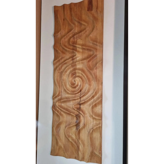 Wandpanorama Holz Buche 120cm. Handgefertigte Wandkunst Massiv. Moderne Skulptur XXL